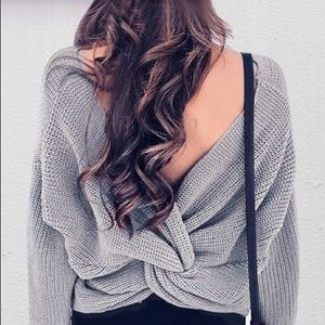 Cross Back Grey Sweater